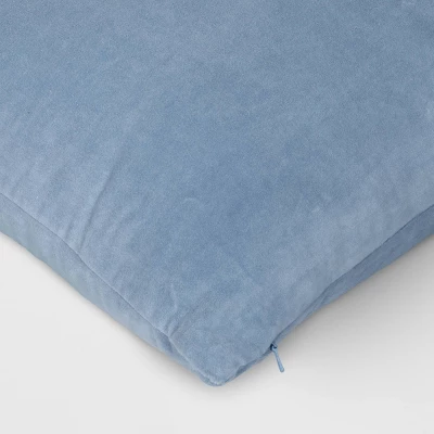 Oversize Washed Cotton Velvet Lumbar Throw Pillow Light Blue - Threshold™: Indoor Decorative Cushion, Hidden Zipper, Polyester Fill 5 Oversize Washed Cotton Velvet Lumbar Throw Pillow Light Blue - Threshold™: Indoor Decorative Cushion, Hidden Zipper, Polyester Fill - Image 3