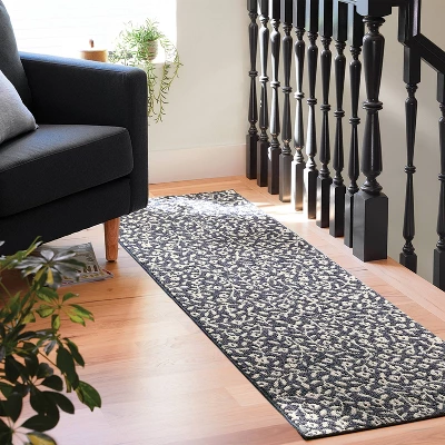 28"x84" Botanical Washable Runner Rug Indigo - Threshold™ 3 28"x84" Botanical Washable Runner Rug Indigo - Threshold™