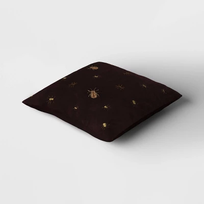 Beaded And Embroidered Spider Cotton Velvet Square Halloween Throw Pillow Gold/Black - Threshold™ 4 Beaded And Embroidered Spider Cotton Velvet Square Halloween Throw Pillow Gold/Black - Threshold™ - Image 2