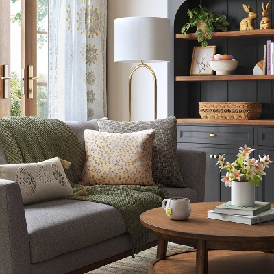 Oversized Textural Woven Square Throw Pillow Black/Neutral - Threshold™ 3 Oversized Textural Woven Square Throw Pillow Black/Neutral - Threshold™