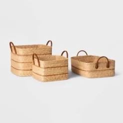 Braided Water Hyacinth Basket With Faux Leather Handles - Threshold™ -Wayfair Store GUEST 7f50e5e8 825e 46f4 82ad d322a9f757f4