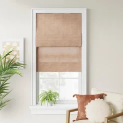 1pc Light Filtering Cordless Jute-Like Roman Window Shade Dark Natural - Threshold™