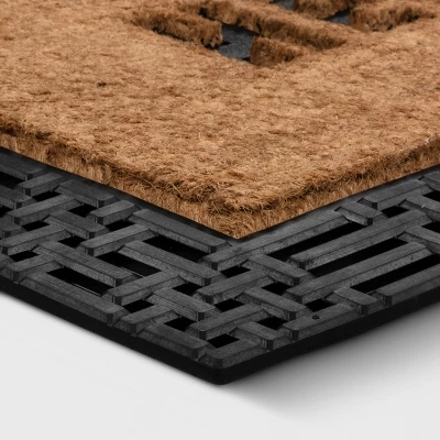 1'11"x2'11" 'Hello' Rubber Coir Doormat Natural/Black - Threshold™ 4 1'11"x2'11" 'Hello' Rubber Coir Doormat Natural/Black - Threshold™ - Image 2