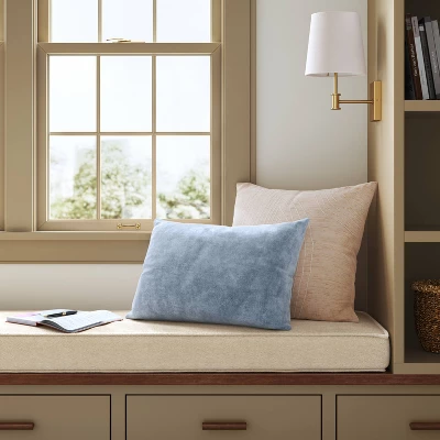 Oversize Washed Cotton Velvet Lumbar Throw Pillow Light Blue - Threshold™: Indoor Decorative Cushion, Hidden Zipper, Polyester Fill 3 Oversize Washed Cotton Velvet Lumbar Throw Pillow Light Blue - Threshold™: Indoor Decorative Cushion, Hidden Zipper, Polyester Fill