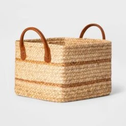 Braided Water Hyacinth Basket With Faux Leather Handles - Threshold™ -Wayfair Store GUEST d431dc76 1d55 447a 914d 2a95c9f219d9