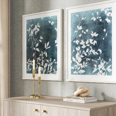 (Set Of 2) 24"x30" All Over Floral Framed Posters - Threshold™: Spring Botanical Nature Wall Art, White Frame 3 (Set Of 2) 24"x30" All Over Floral Framed Posters - Threshold™: Spring Botanical Nature Wall Art, White Frame