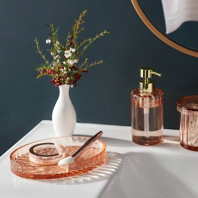 Colored Glass Bath Tray Pink - Threshold™ 3 Colored Glass Bath Tray Pink - Threshold™